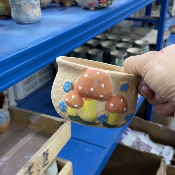 陶瓷花盆单场满9.9发10*8*6.5橘