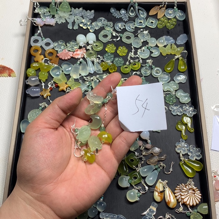 凤***兮蛇纹石玉合金耳钉