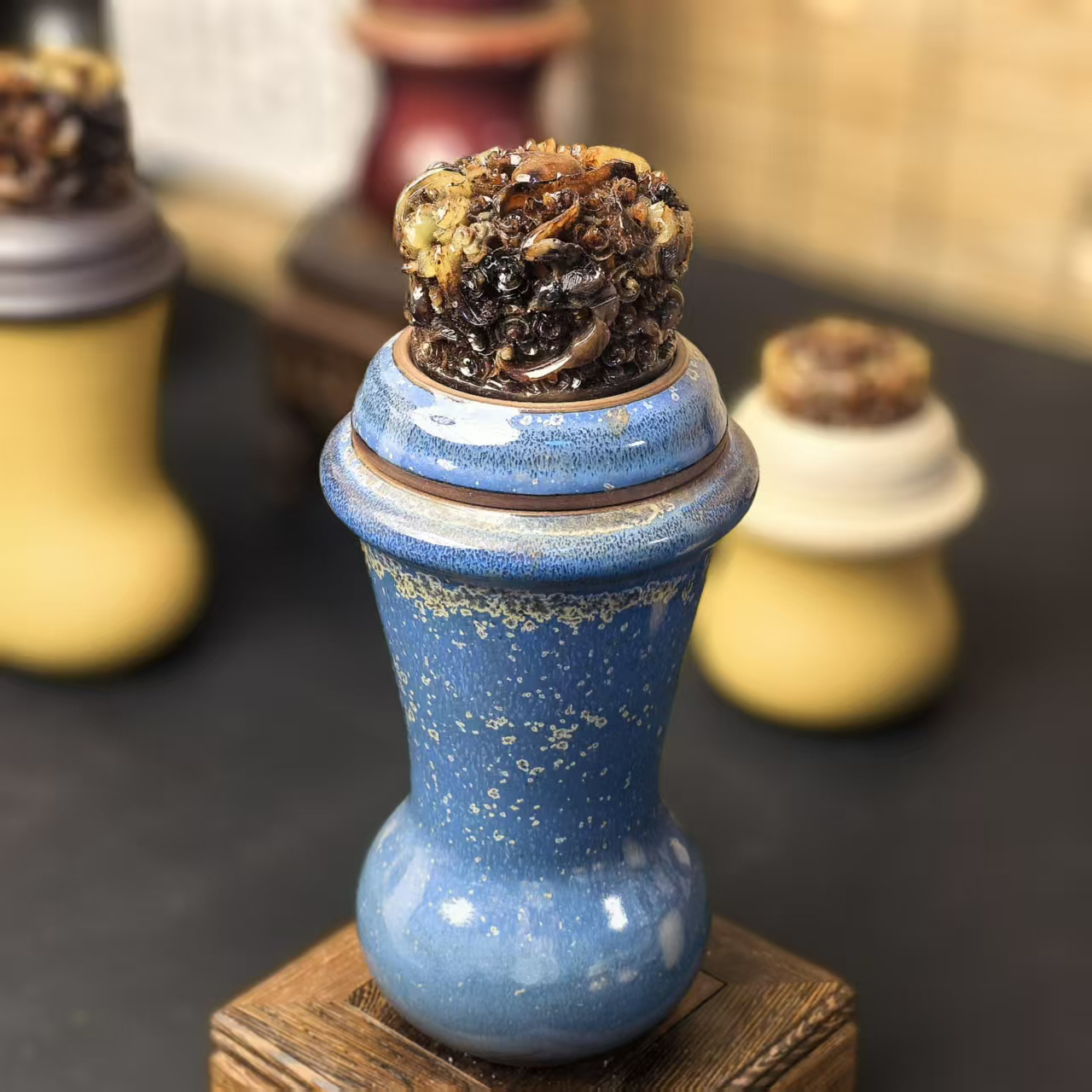 【蓝色星空】葫芦型鸣虫叫罐黑虫油葫芦叫罐三合土砸底