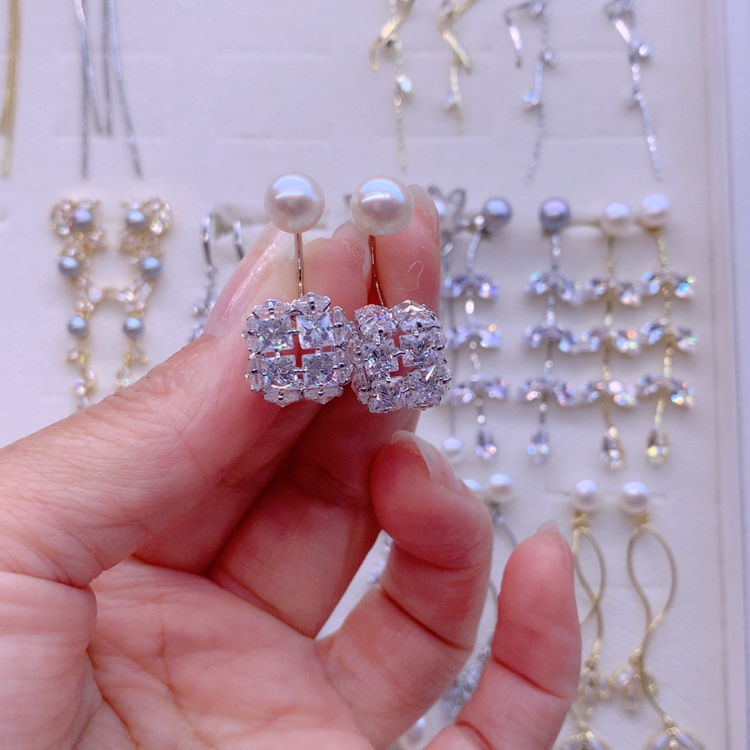 合金淡水珍珠耳饰