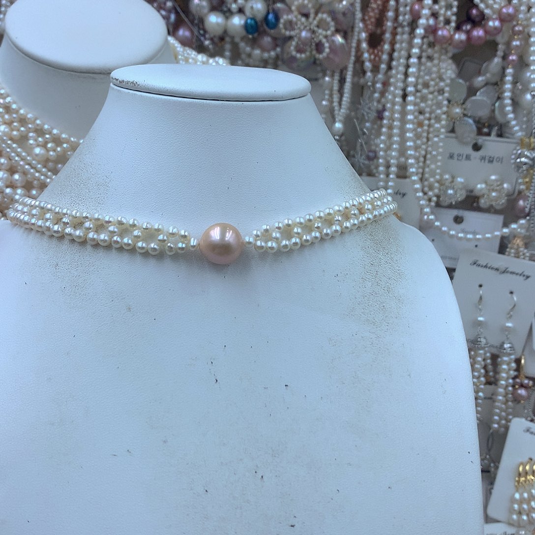 玉***砂淡水珍珠耳饰银S925镶嵌