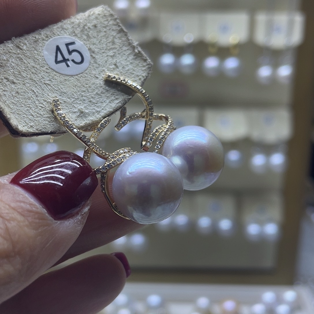 淡水珍珠耳饰银S925镶嵌