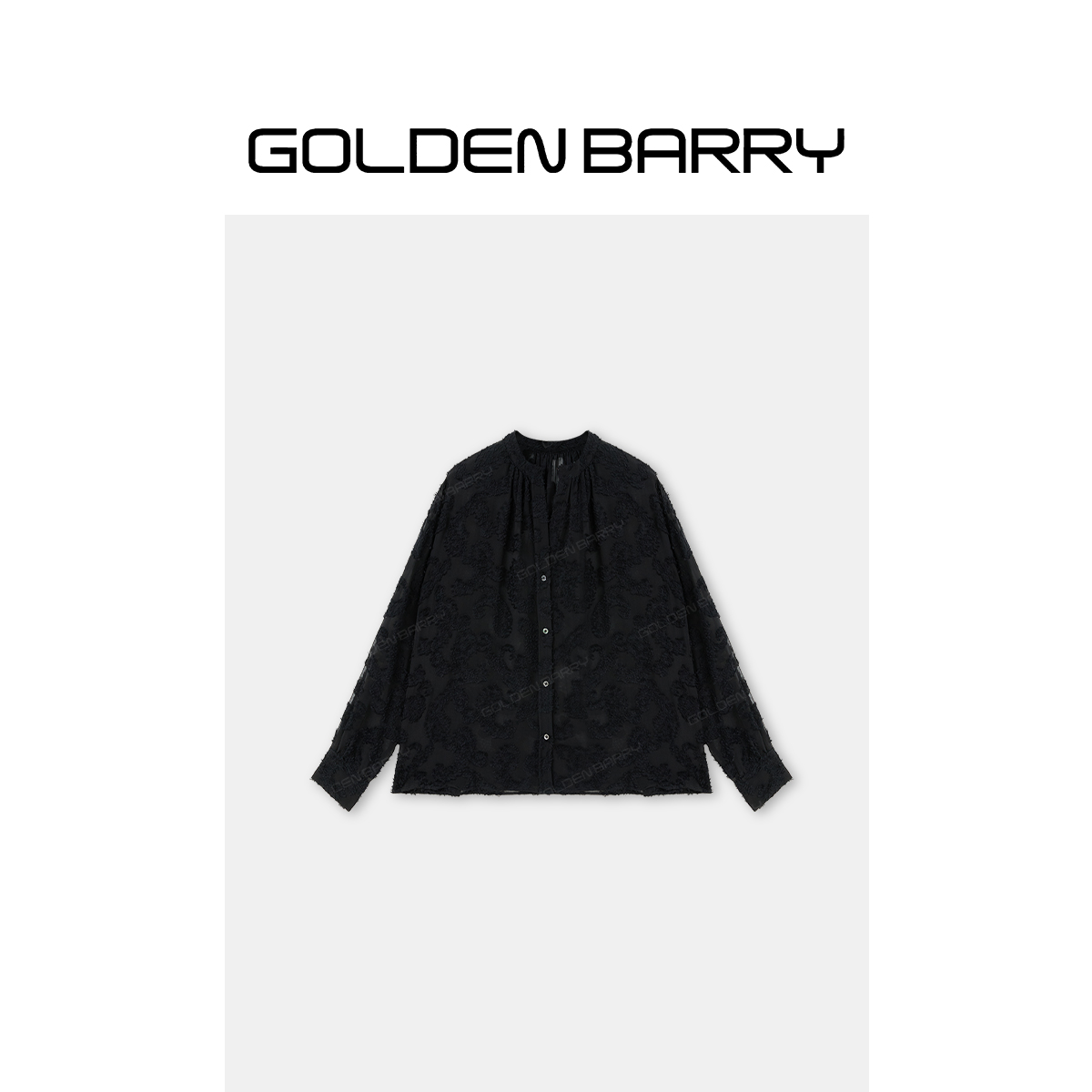 GOLDENBARRY｢花隐衫｣时尚设计感丝绵剪花绡长袖上衣GB060702010