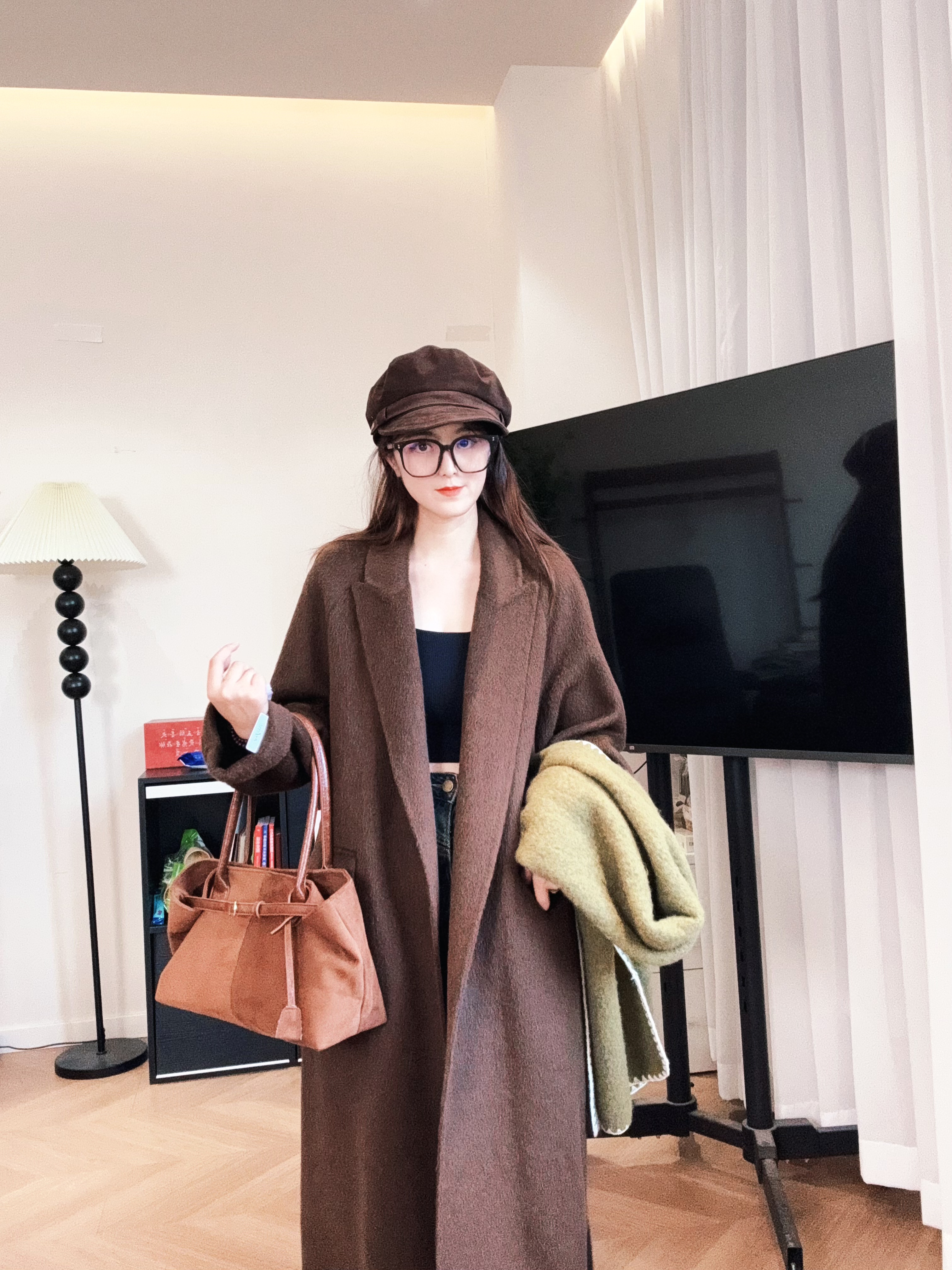 【高奢骆驼绒】中长款冬季纯色厚款毛呢大衣百搭女装毛呢
