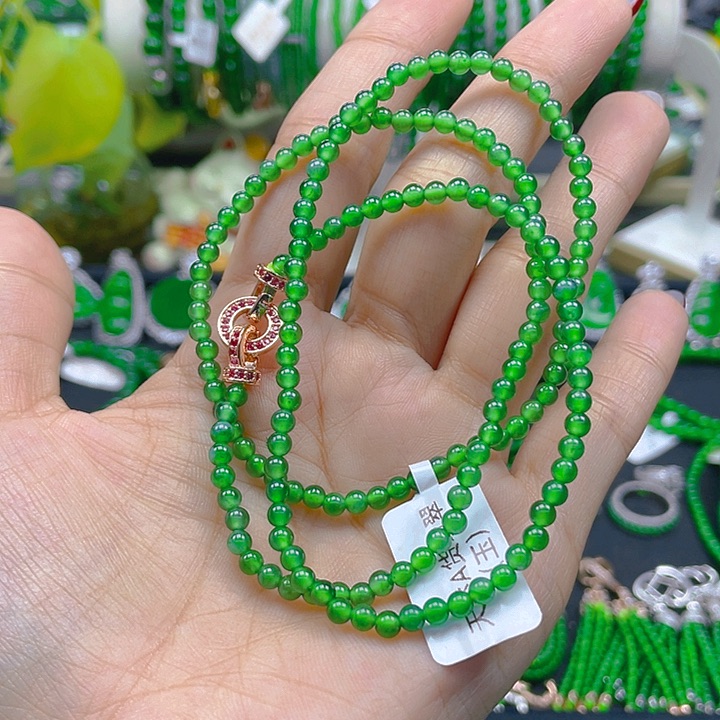 翡翠颈饰未镶嵌圆珠项链3.5