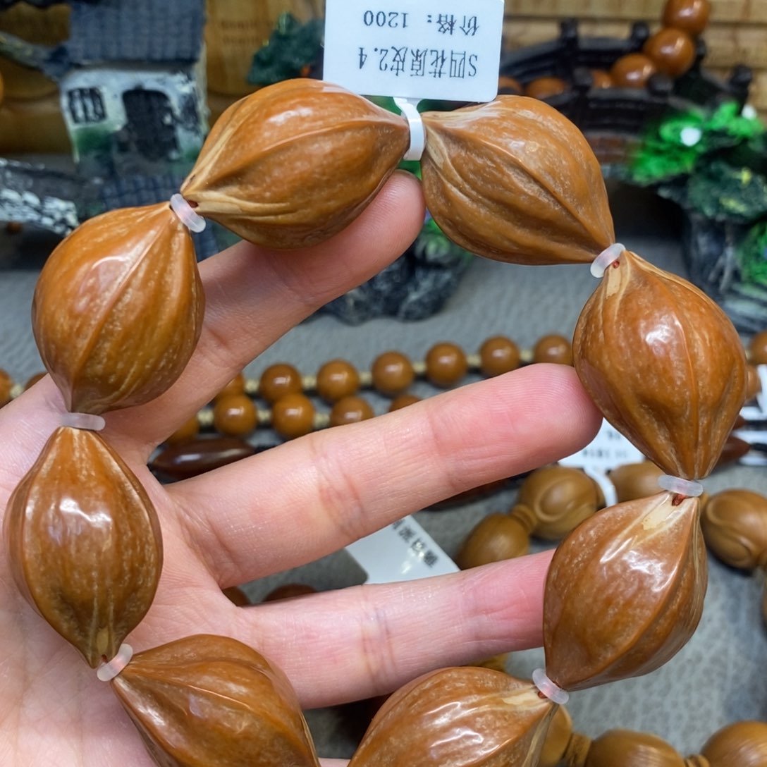 橄榄核手串/手链四花原皮素串2.4