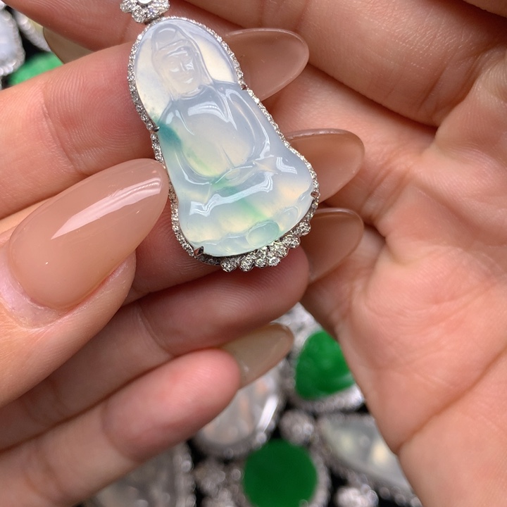 翡翠18K金镶嵌吊坠(不含链)