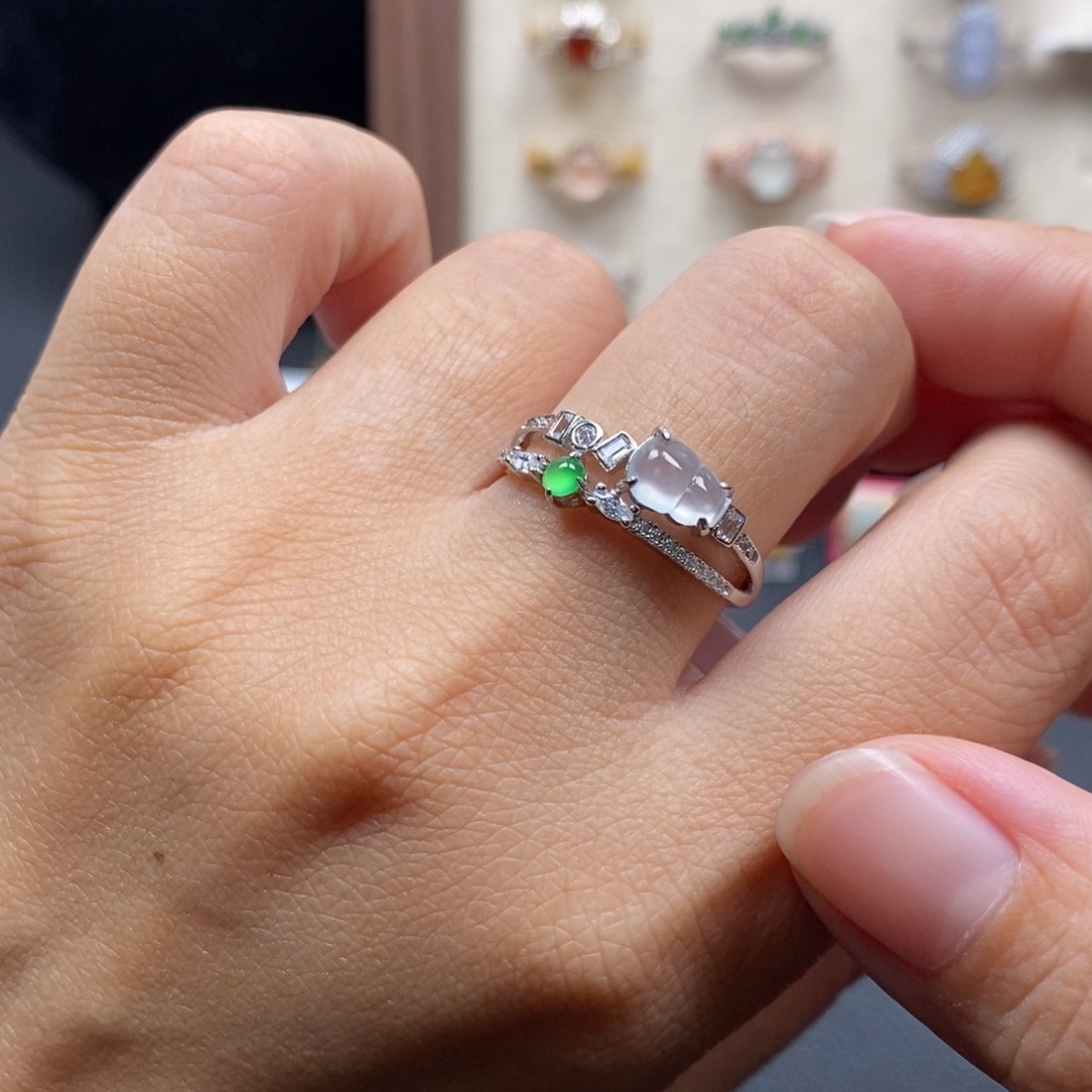 翡翠银S925镶嵌戒指