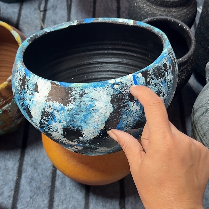 蓝色浅盆高14口20默认打孔