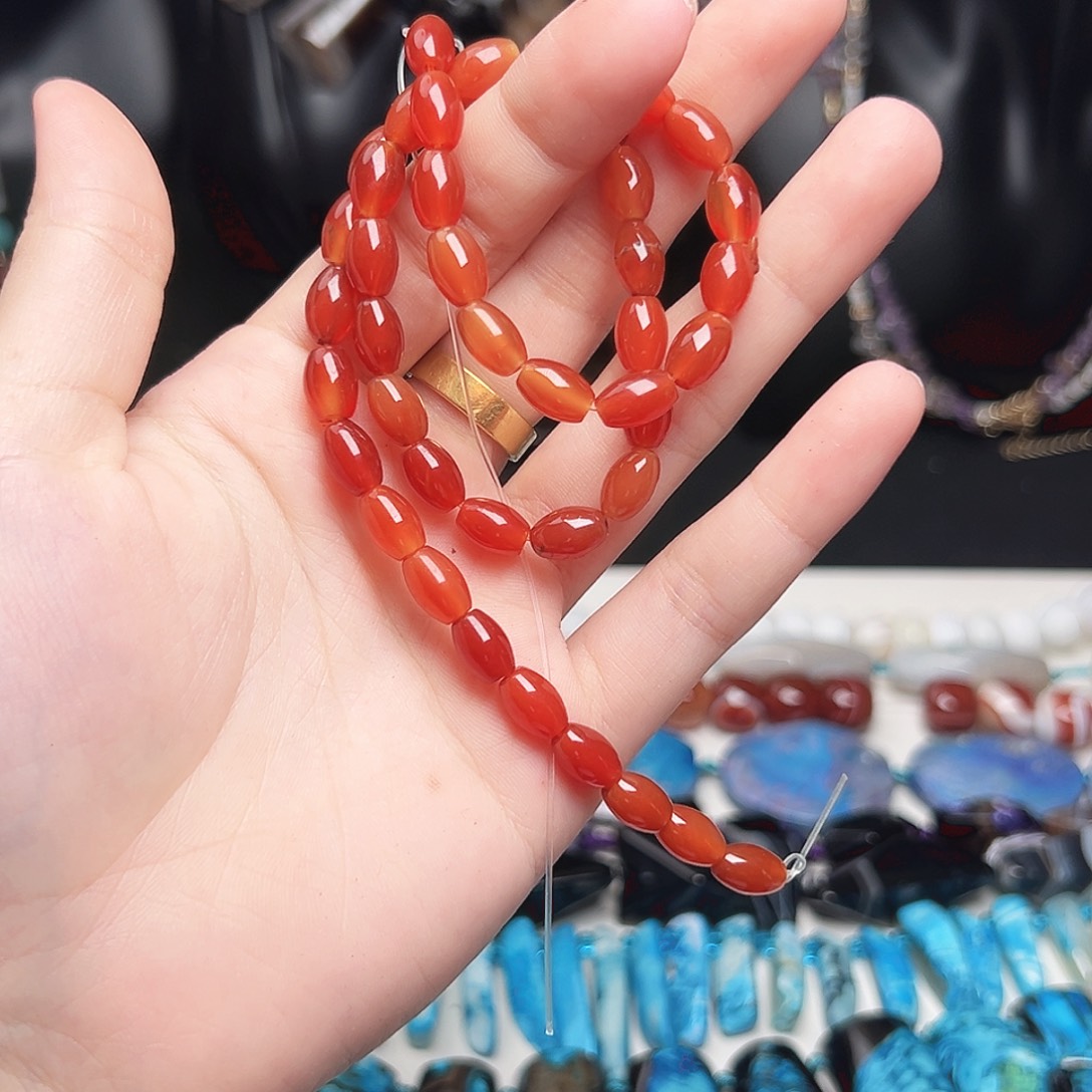 玛瑙/玉髓未镶嵌珠宝半成品c355 小米珠一条