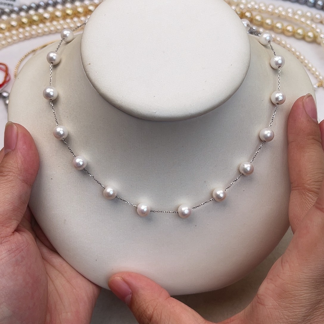 银S925镶嵌淡水珍珠颈饰