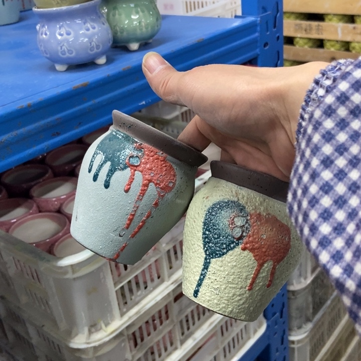 陶瓷花盆单场满9.9发8*10黄绿