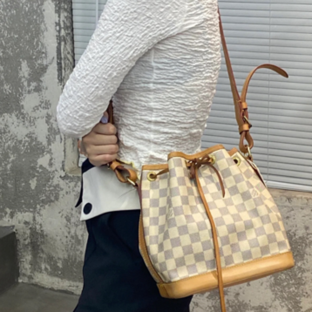 95新 LouisVuitton/路易威登 Lv白棋盘格水桶973260好成色