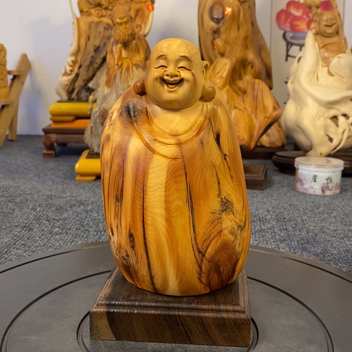 柏木（崖柏）崖柏弥勒佛摆件根雕工艺品