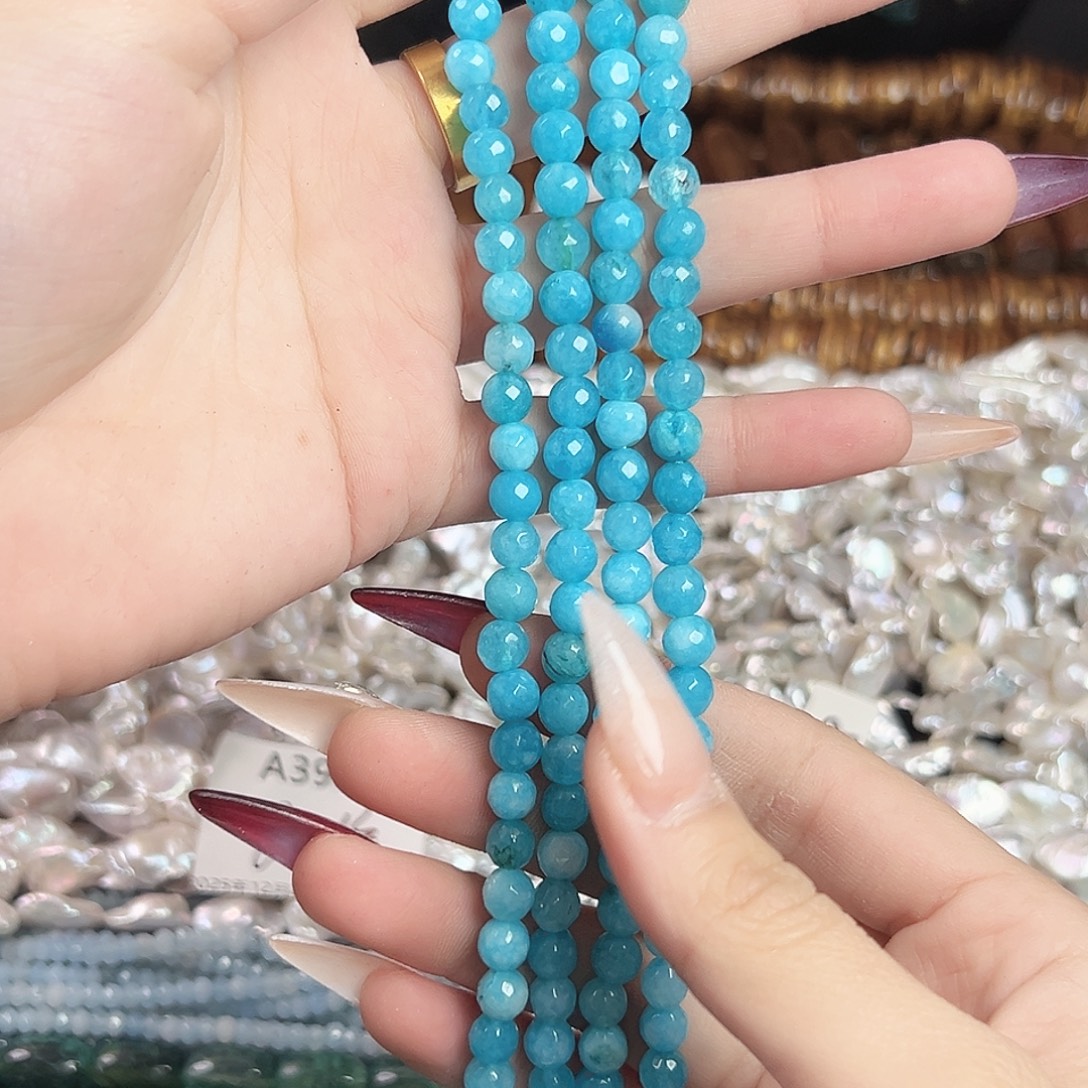 玛瑙/玉髓合金珠宝半成品a395 6.5m 湖水蓝玛瑙俩条