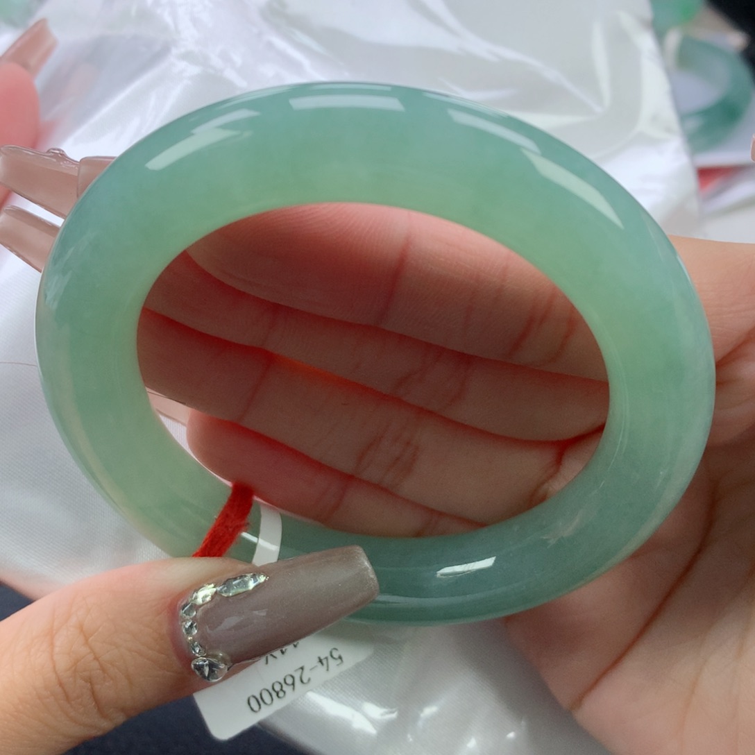 翡翠手镯未镶嵌5455胖圆