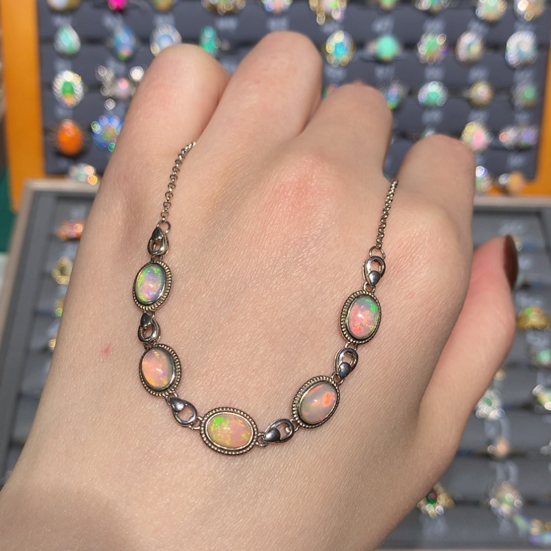 银S925镶嵌欧泊手链t