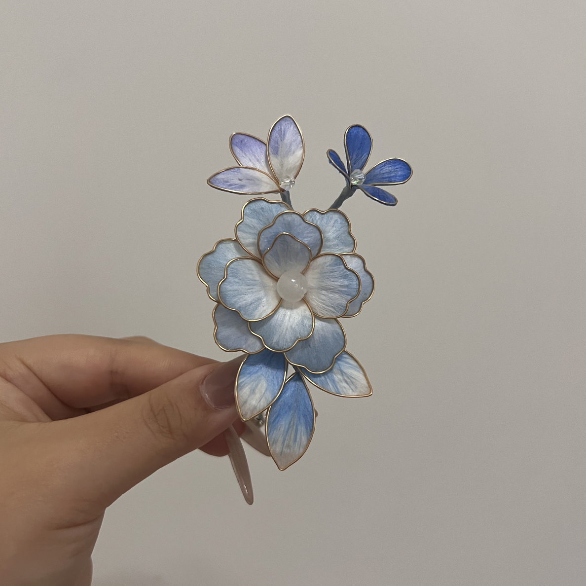 雨点儿非遗蚕丝绒花 纯手工制作超仙百搭发簪发夹