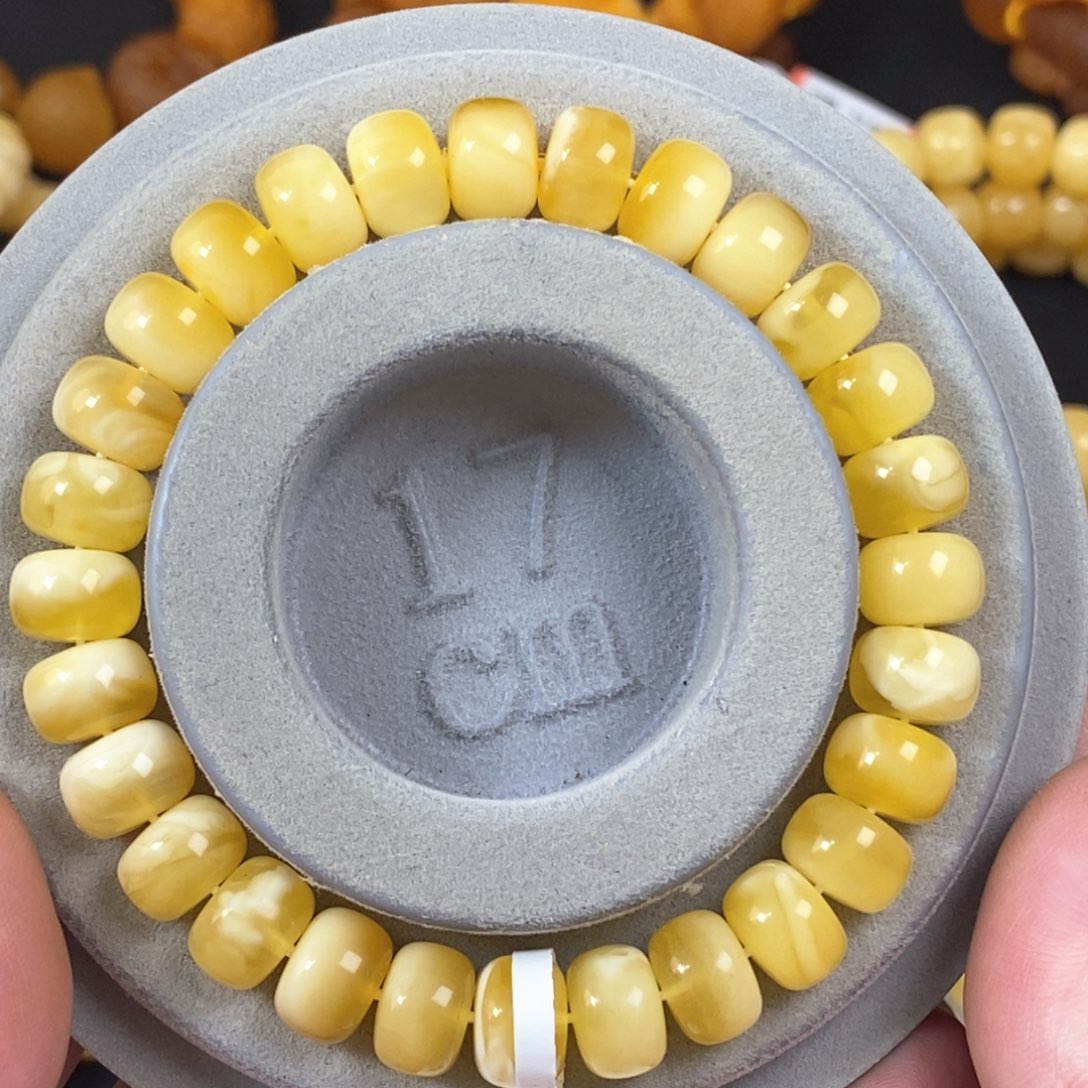 琥珀珠宝奇石未镶嵌10.0俄料精工金白手串