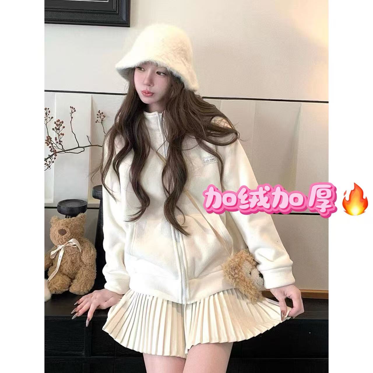 【小巧定制】XQ2799冬季新款韩系甜美显瘦百搭加绒加厚外套大码女装