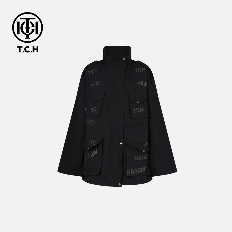 TCH私服秋款慵懒风烫钻时尚淑女长袖短外套T75C27E1027轻奢tch