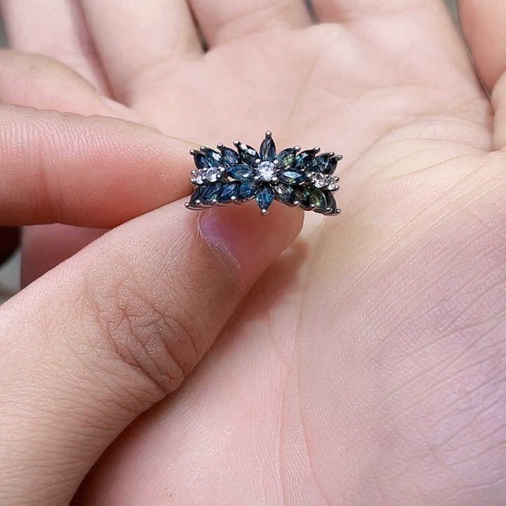 蓝宝石戒指银S925镶嵌