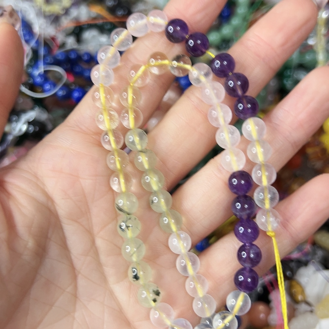 玛瑙/玉髓合金珠宝半成品，卡6多宝水晶一条