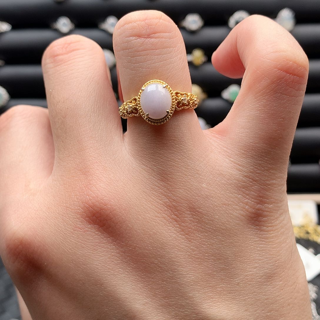 翡翠戒指银S925镶嵌0078