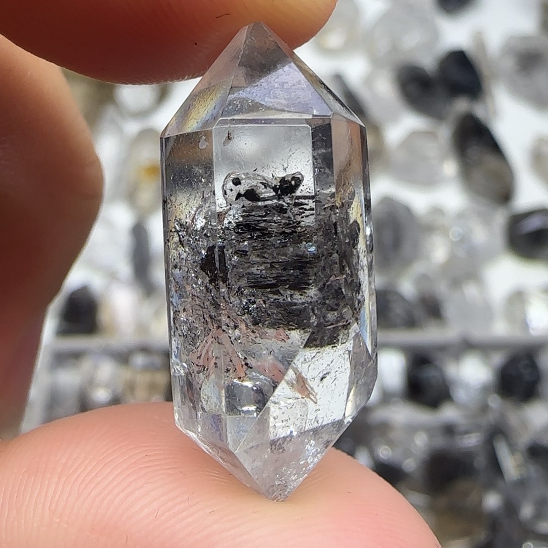 未镶嵌珠宝半成品水晶闪灵双尖随形带小流沙