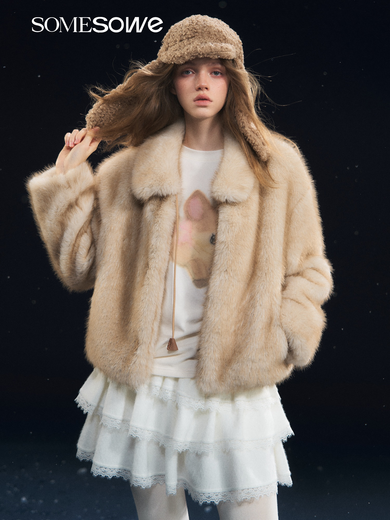 SOMESOWE 官方授权 系带翻领毛茸外套