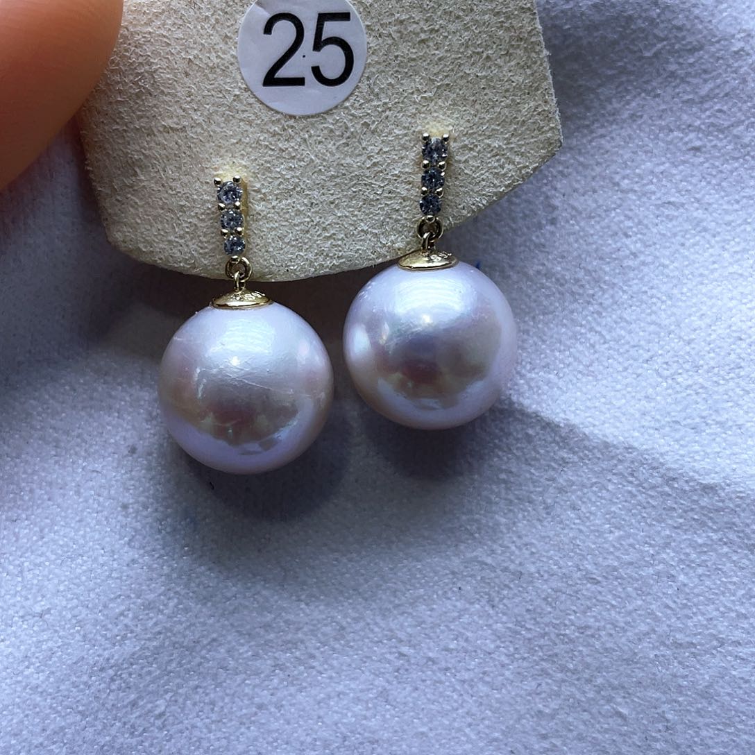 淡水珍珠耳饰银S925镶嵌