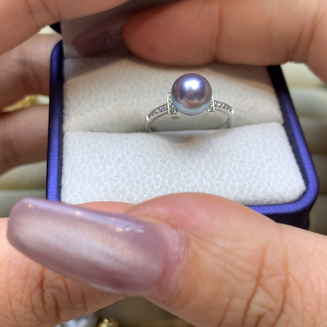 银S925镶嵌戒指海水珍珠