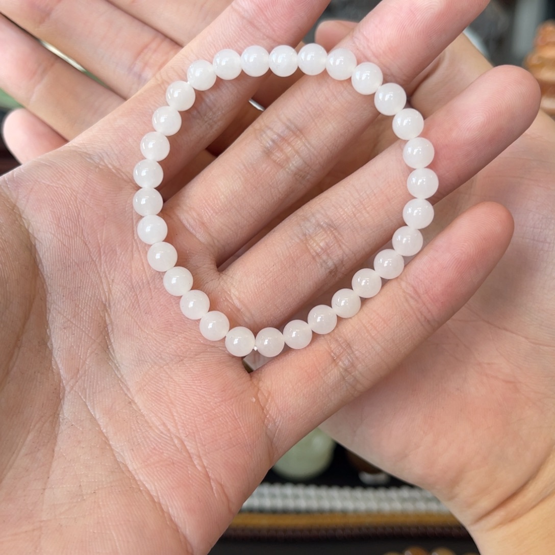 和田玉（白玉）未镶嵌手串天泰白玉6mm手串