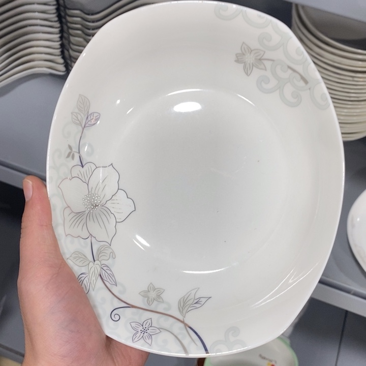 摆件陶142号4个装8英寸渐变金白花元宝盘