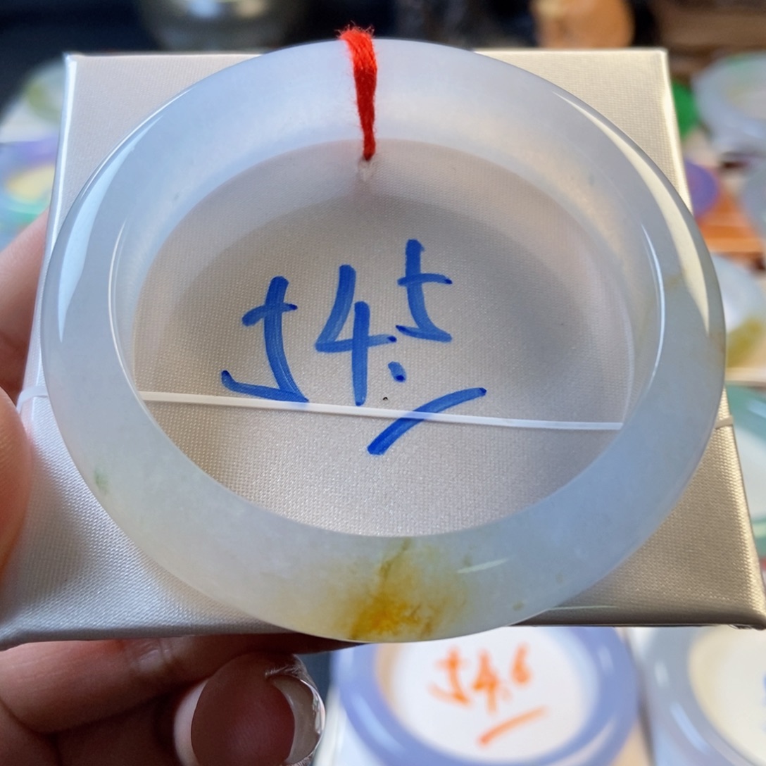 翡翠未镶嵌手镯9冰透飘黄翡