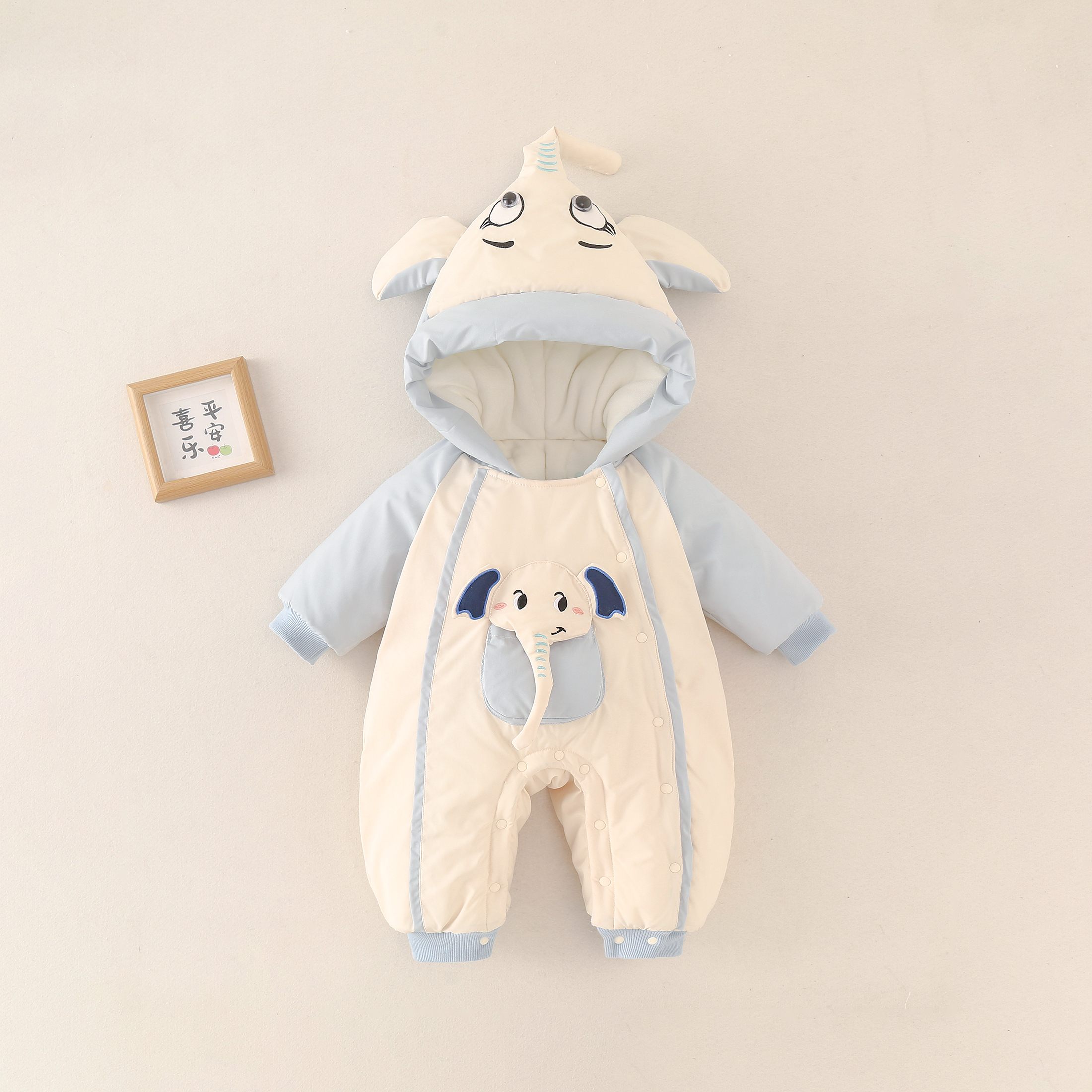 【小飞象】婴儿冬季加绒加厚连体衣棉服宝宝衣服超萌可爱冬装外出服