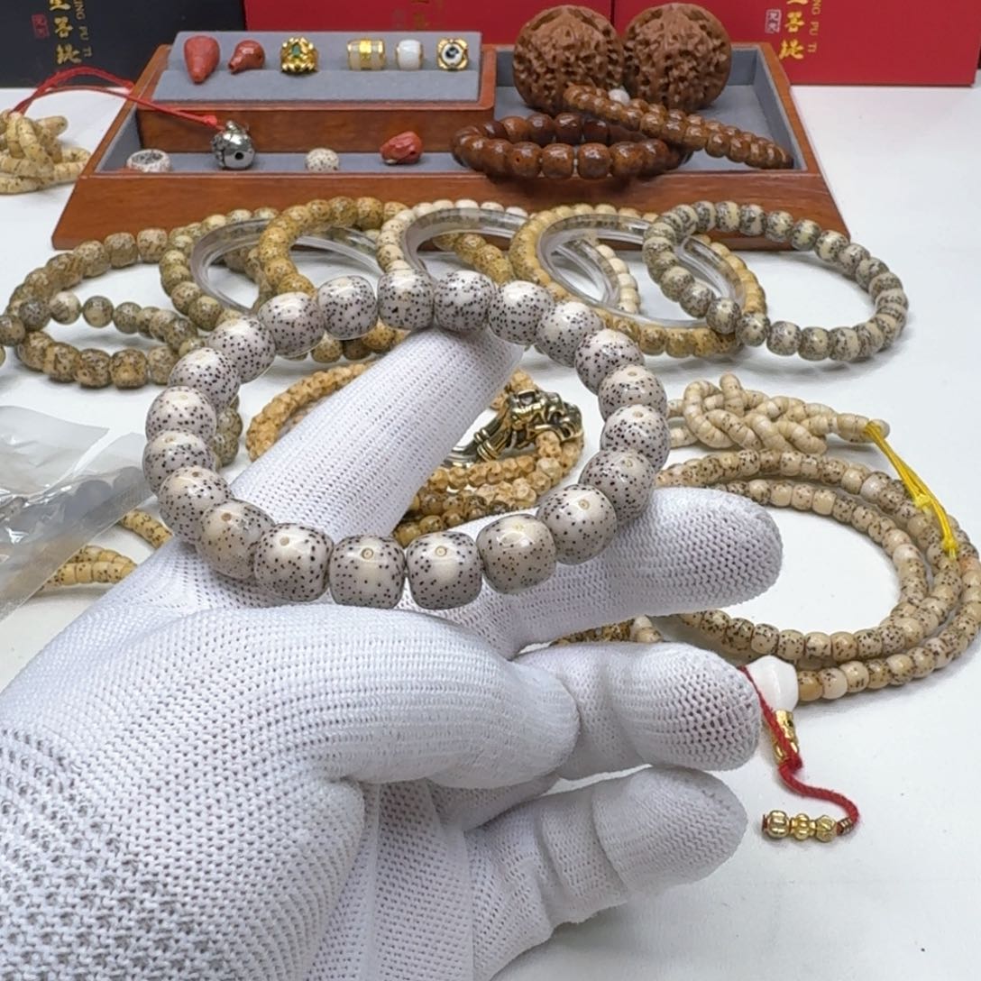 星月菩提手串18梵天糯冰月留白针尖星11左右桶单圈