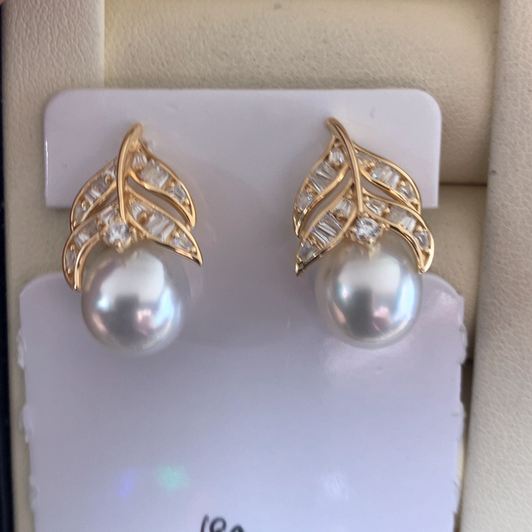 海水珍珠耳饰银S925镶嵌