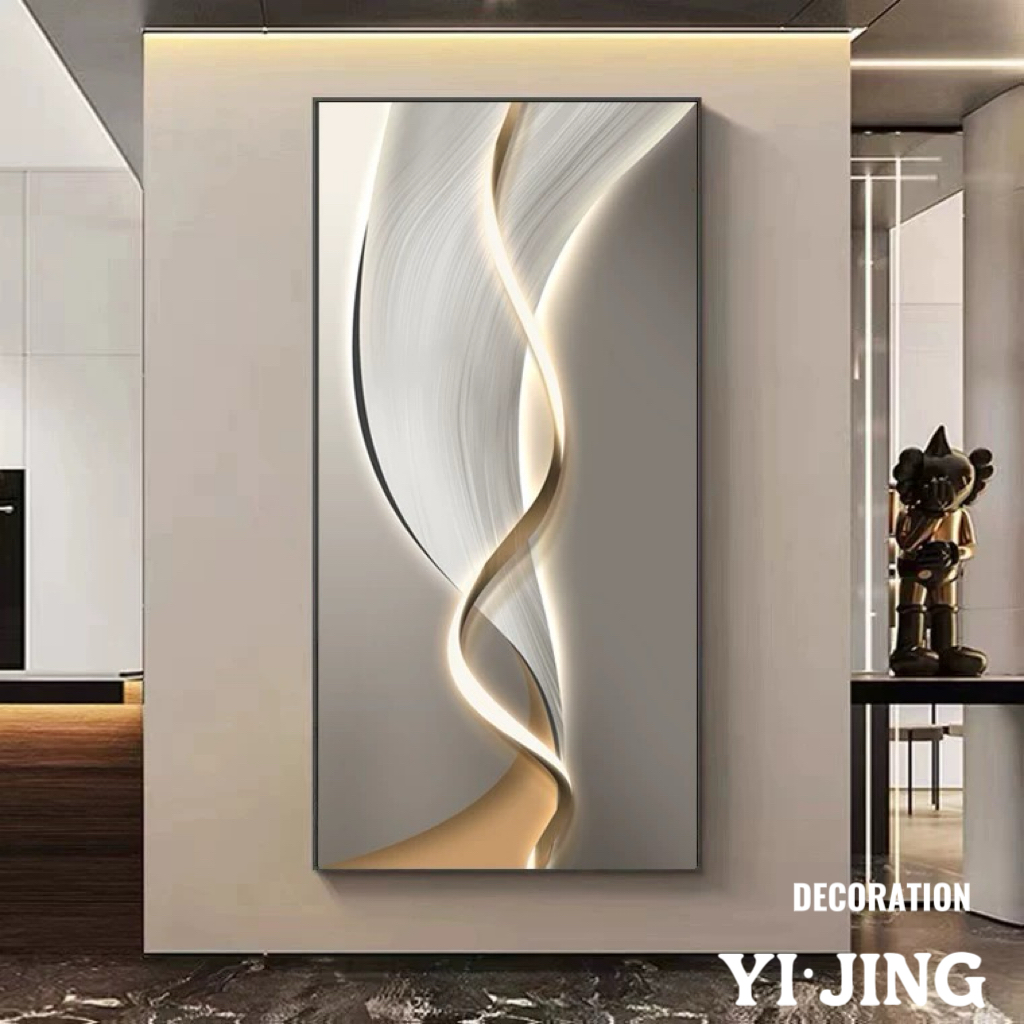 【流光溢彩】现代轻奢高级质感抽象艺术玄关走廊客厅背景墙砂岩画