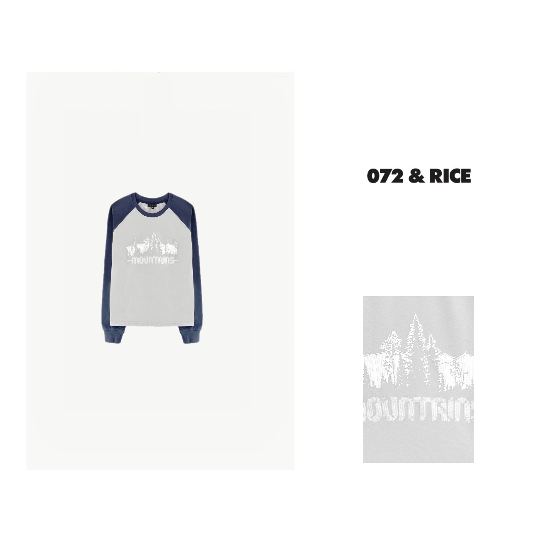 072 & RICE【远山】休闲圆领印花插肩长袖T恤 W0312-S FF126
