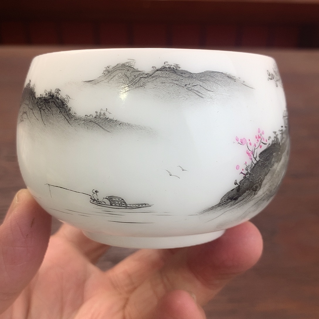 冰种素烧手绘主人杯