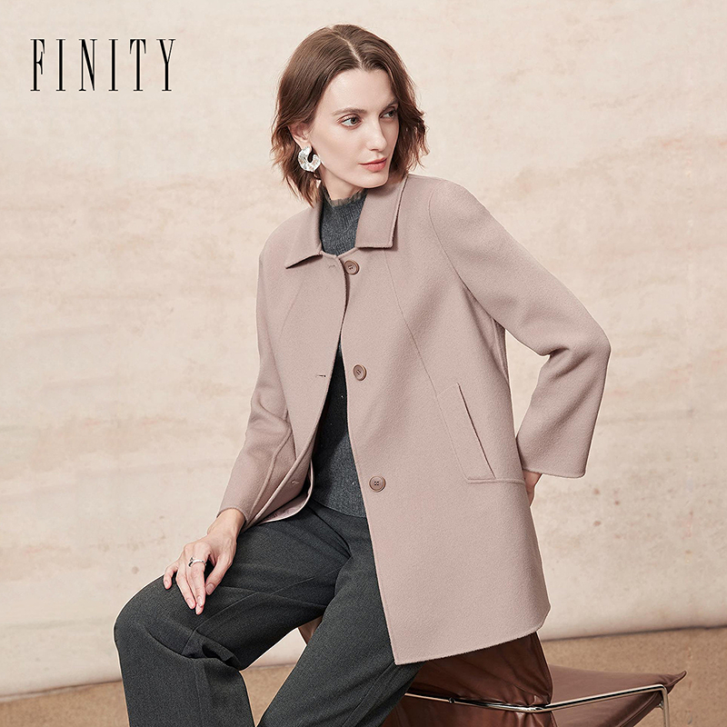 FINITY菲妮迪【100山羊绒】短款时尚休闲宽松中长款秋冬毛呢