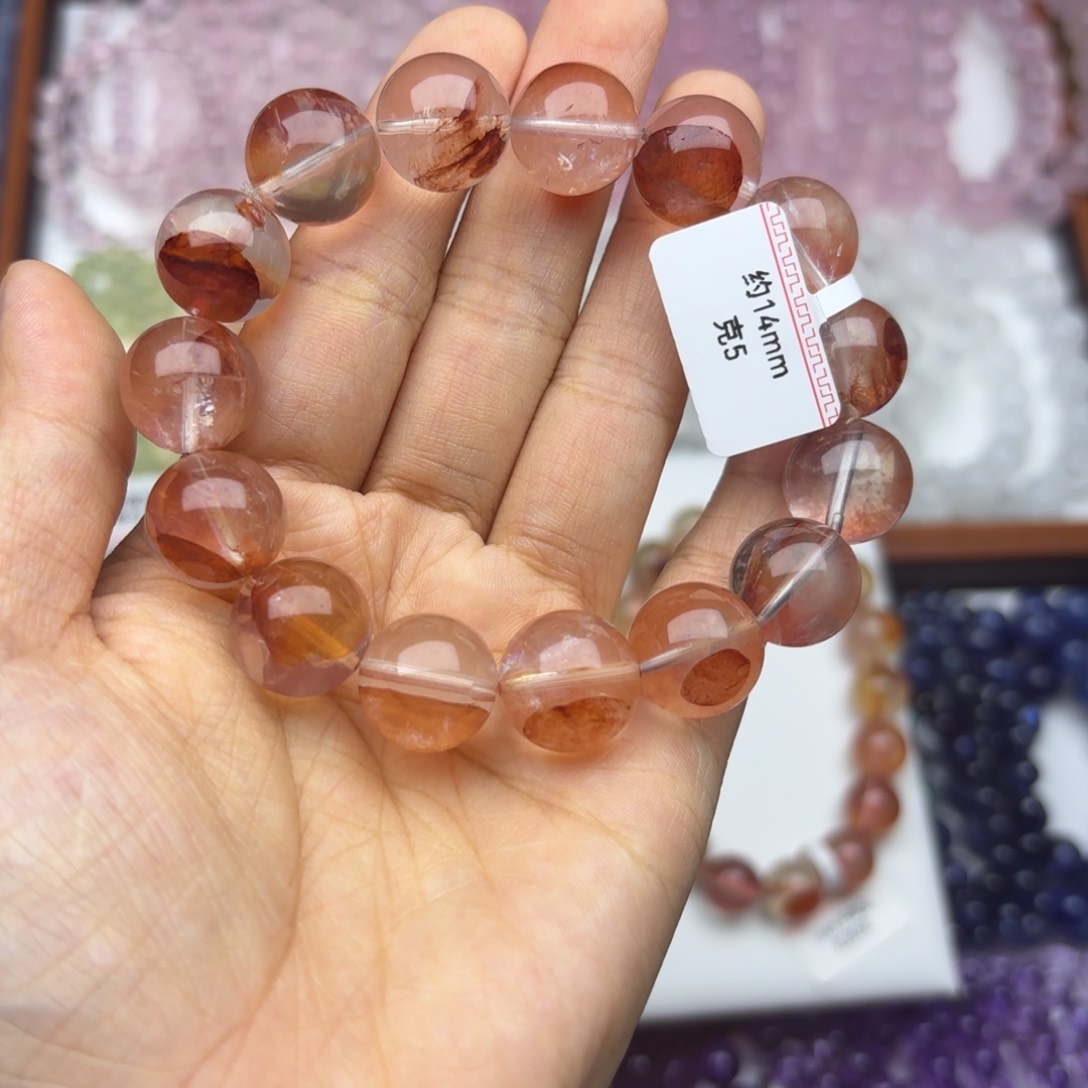 海蓝宝石手链未镶嵌星**?14mm 红胶花 拍十单一条