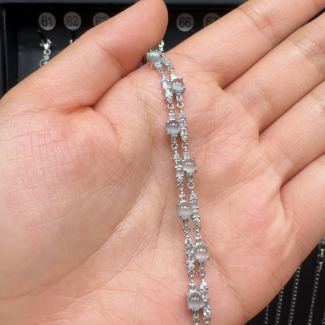 翡翠银S925镶嵌手链