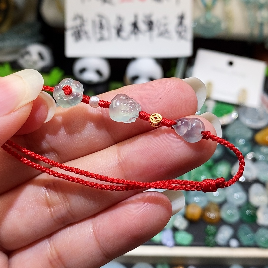 翡翠未镶嵌颈饰冰种红绳15