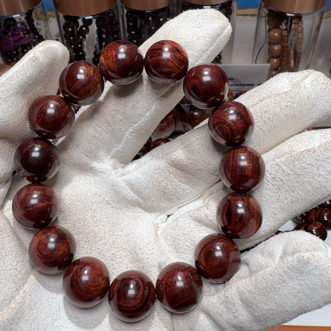 黄花梨/降香黄檀手串/手链海南黄花梨精工1.5紫红褐色老油梨