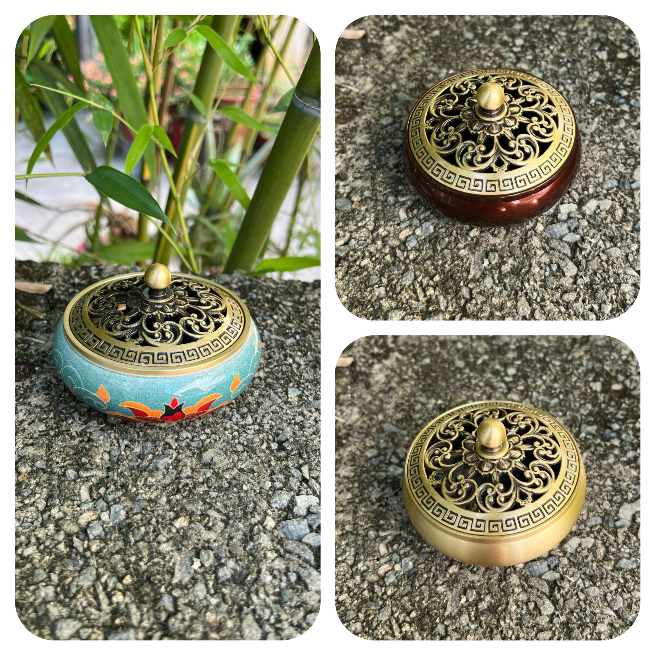 金莲花香炉纯铜盘香炉家用室内线香熏香炉香薰炉檀香盘香炉仿古摆