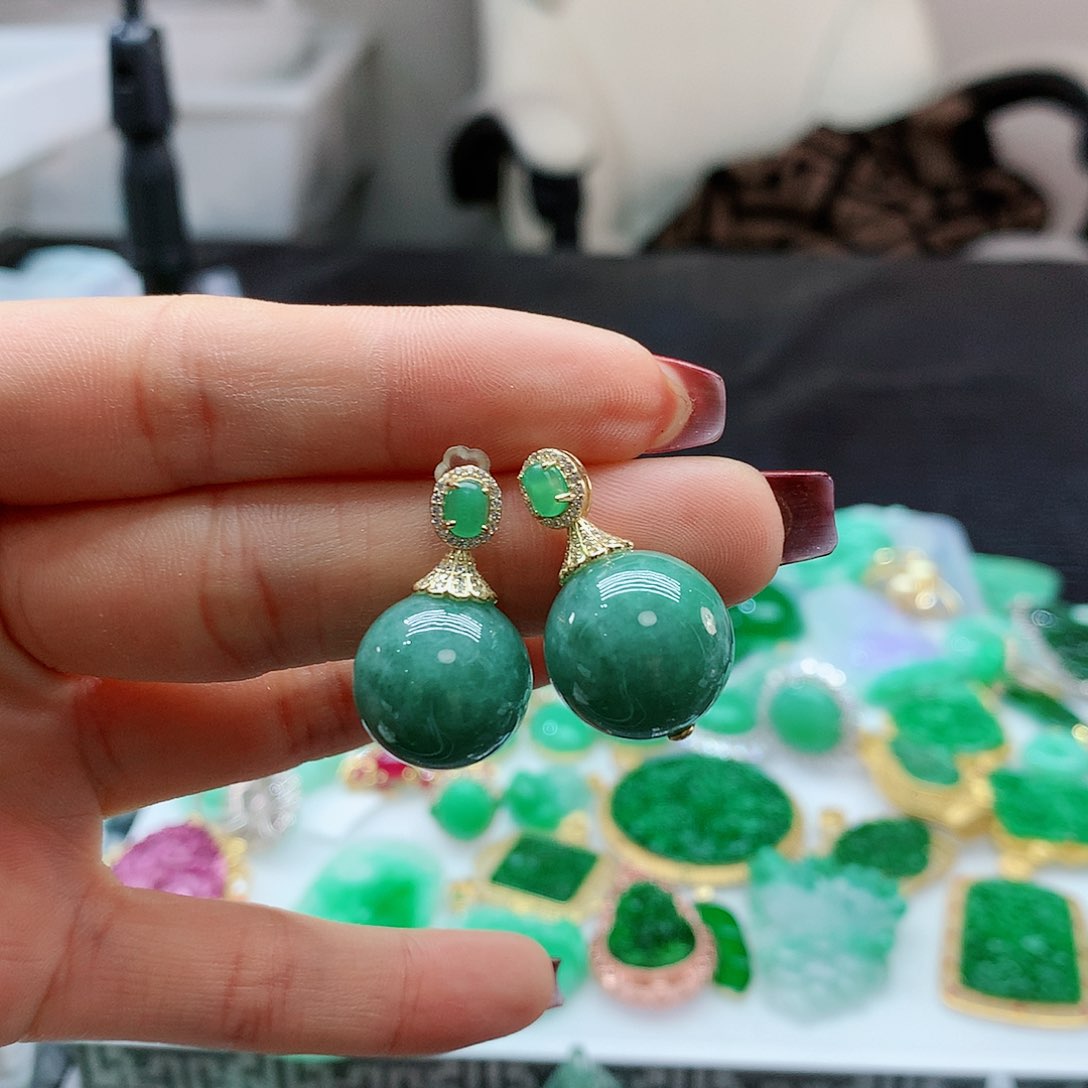 【闪购商品】翡翠耳饰银S925镶嵌，