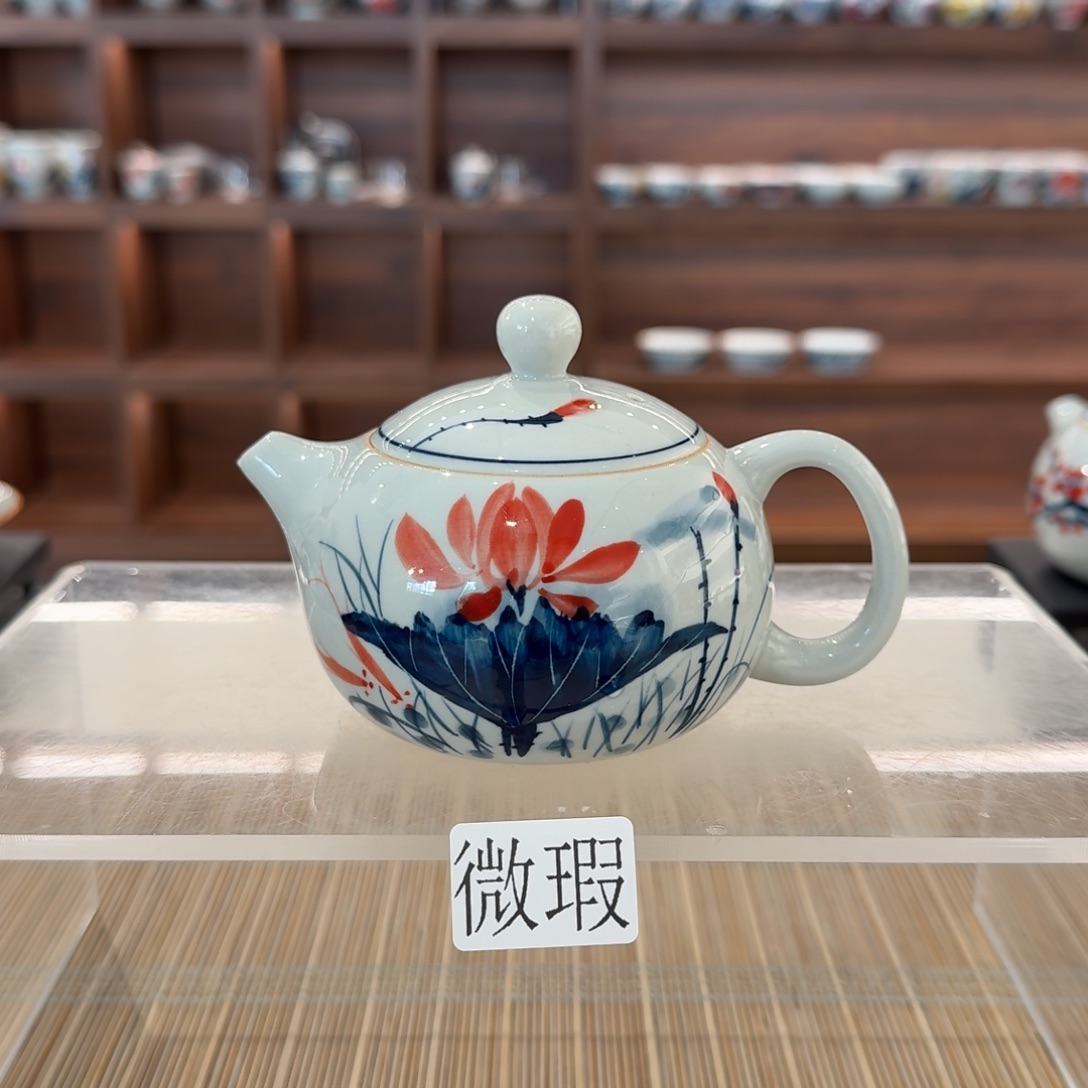 釉下手绘茶具微瑕