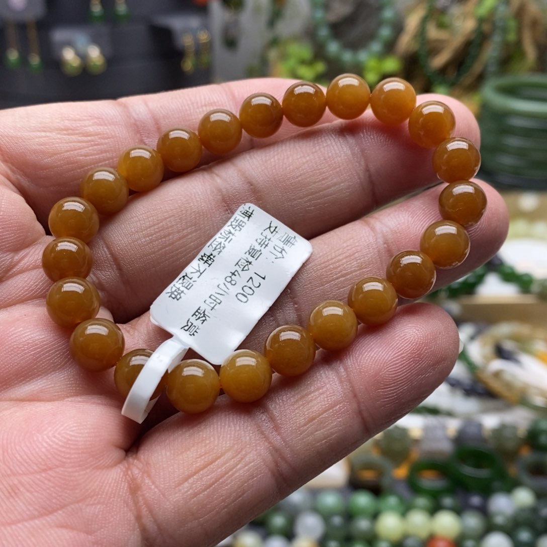 和田玉（糖玉）手链未镶嵌马*莲不退换